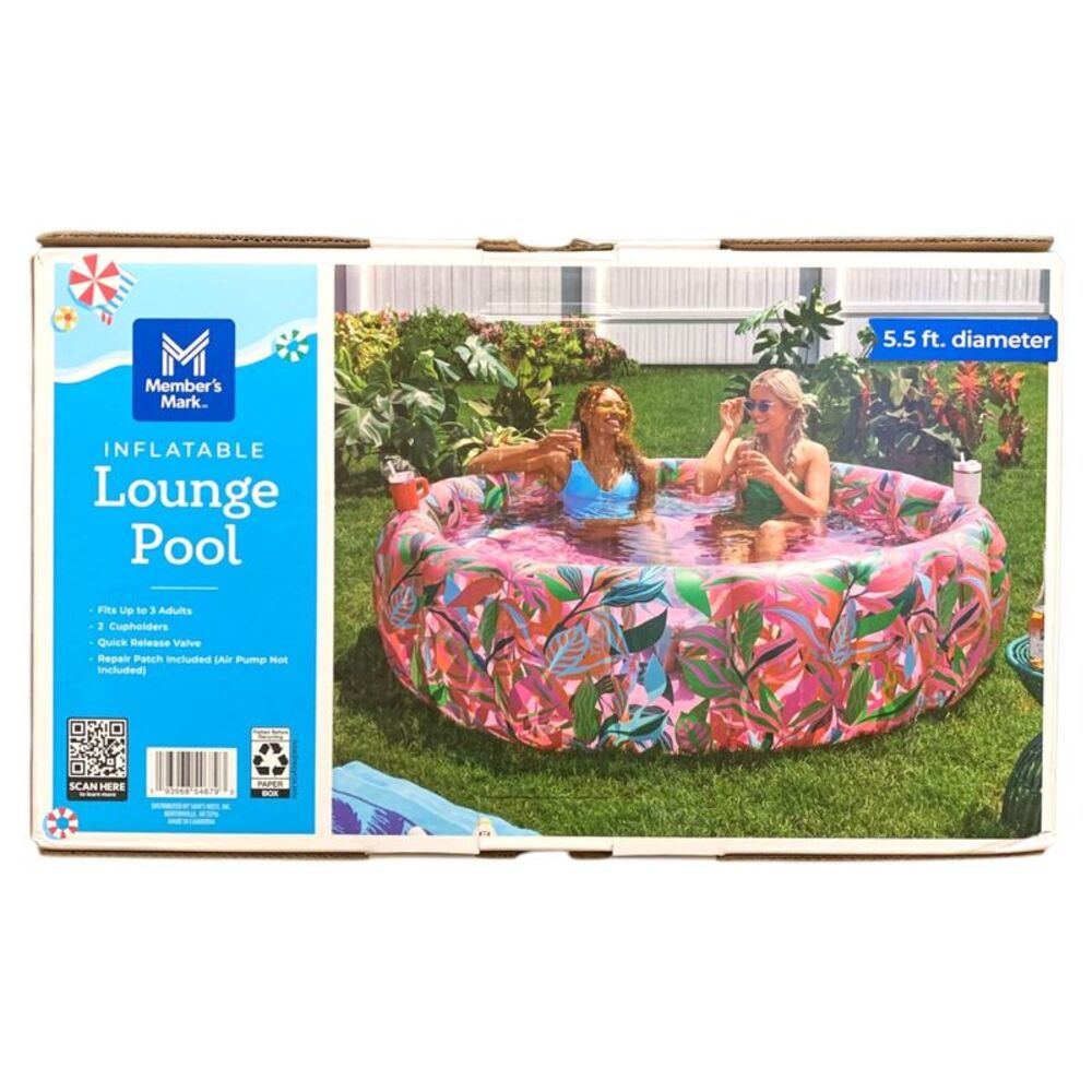 Member's Mark Inflatable Lounge Pool with Built-In Cupholders, Tropical Design